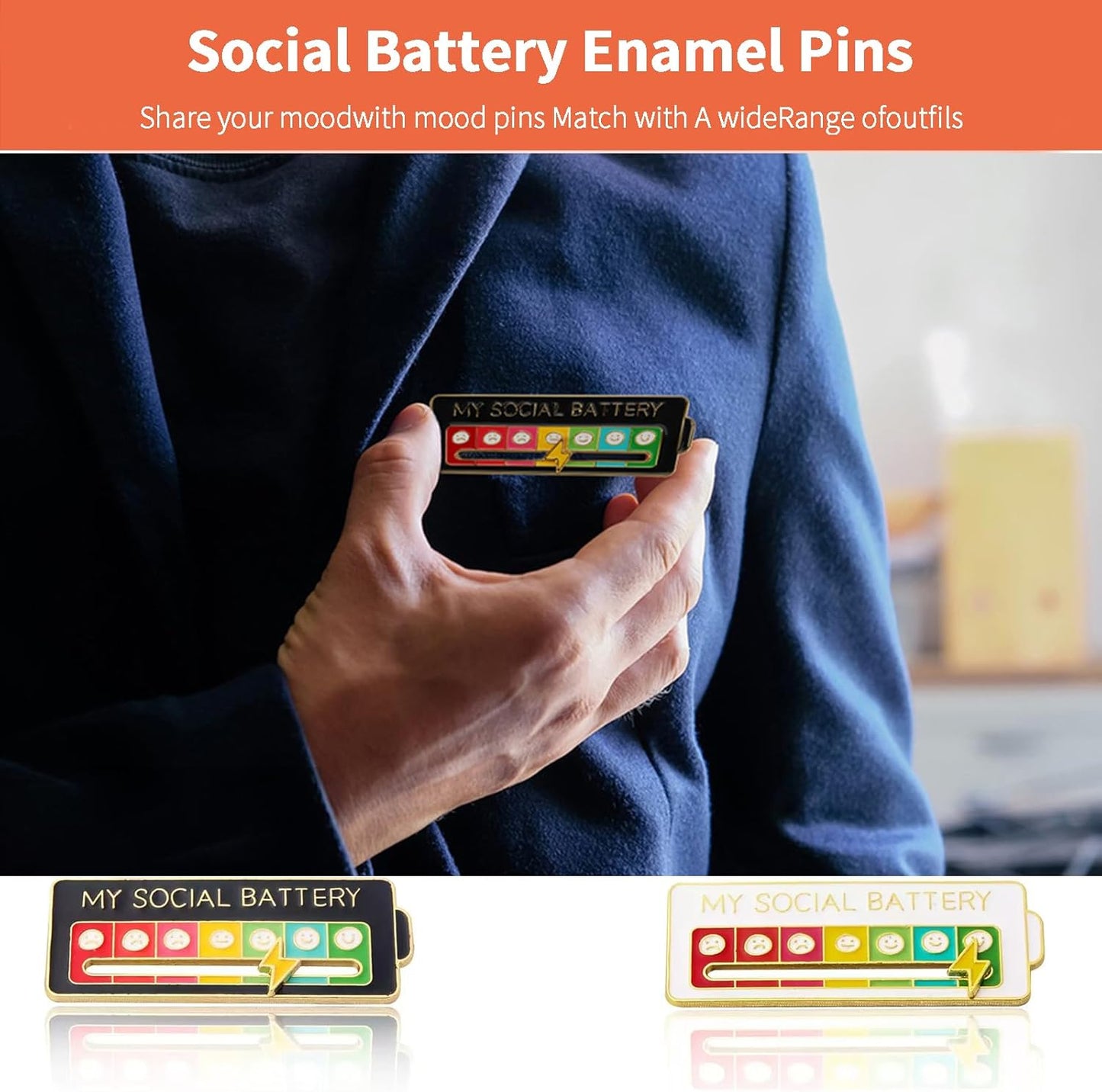 My Social Battery Creative Badge, 7 Days a Week Fun Enamel Emotional Badge