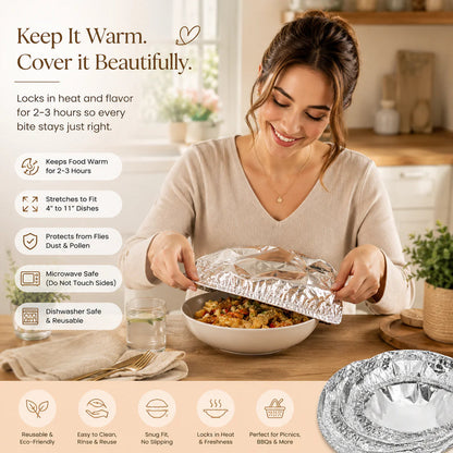 Reusable Aluminum Foil Food Covers for Kitchen Dishes (30pcs)
