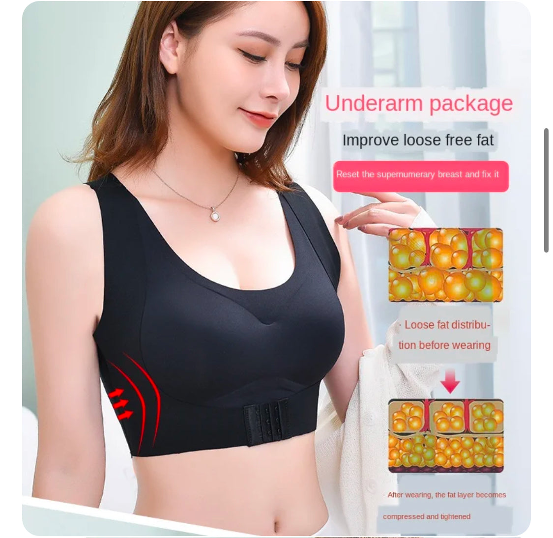 Women Push Up Bra Posture Corrector Bralette Front Closure Female Underwear Cross Back Tops