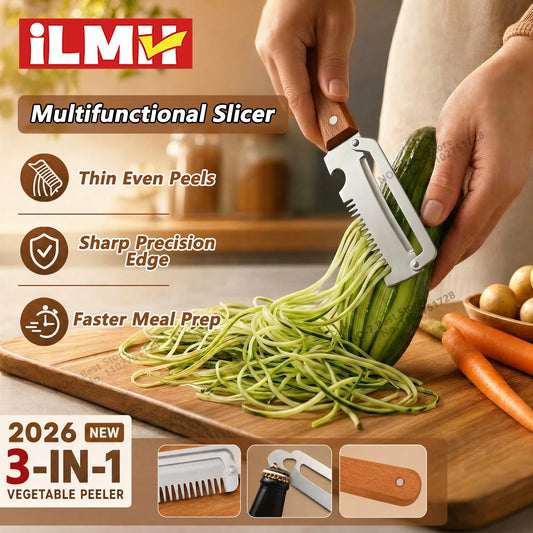 Stainless Steel Vegetable Peeler with Wooden Handle 2-in-1 Fruit Potato Peeler